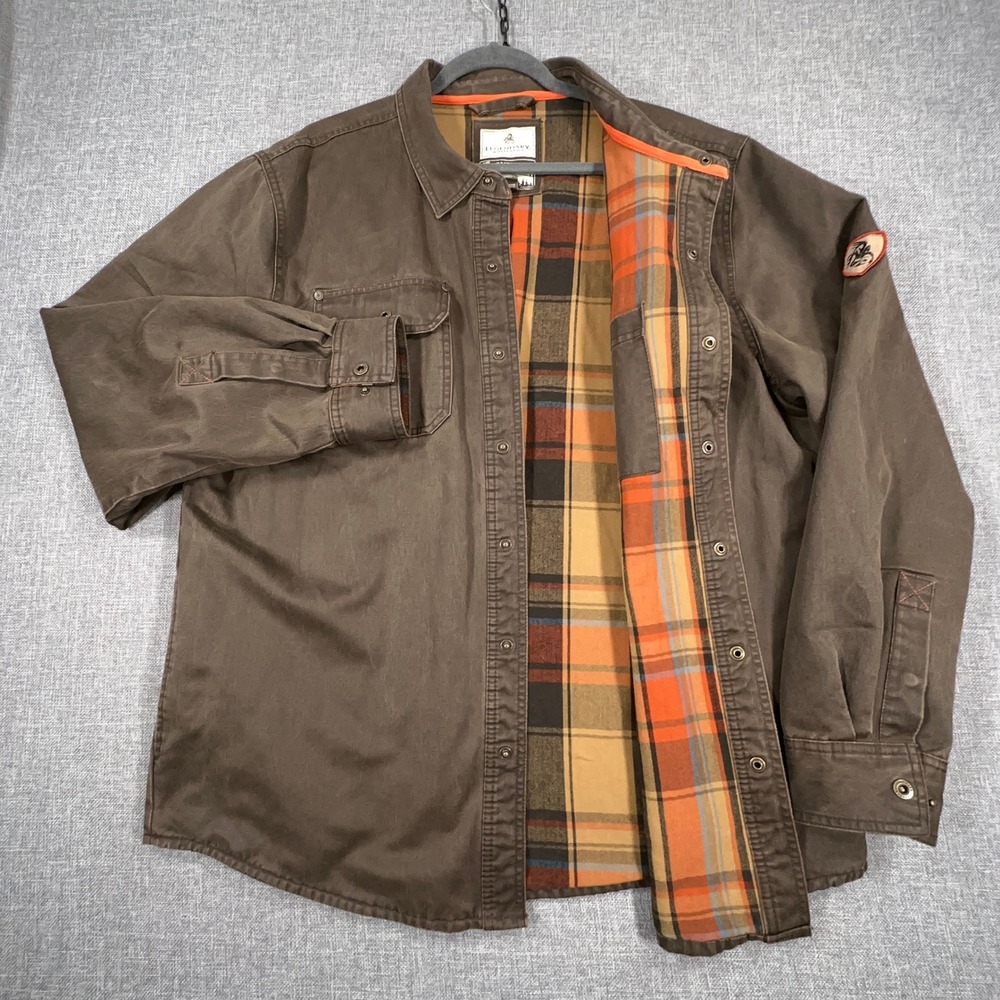 Legendary Whitetails Journeyman Waxed Shirt Jacket Mens XL Tobacco Flannel Lined